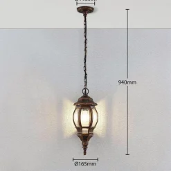 Lindby Udendørs hængelampe Nadesha, børstet guld