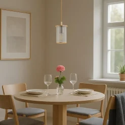 Argon Udendørs hængelampe Nora, guld/transparent, IP44, glas