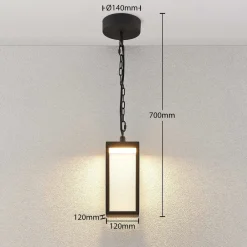 Udendørs LED-pendellampe Cube med glasskærm, 26 cm^Lucande Best