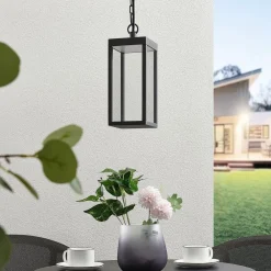 Udendørs LED-pendellampe Cube med glasskærm, 26 cm^Lucande Best