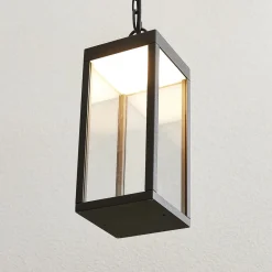 Udendørs LED-pendellampe Cube med glasskærm, 26 cm^Lucande Best