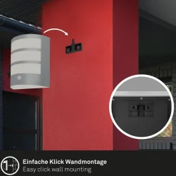 Udendørs LED-væglampe 3795014, kromfarvet, sensor, IP44^Briloner Best