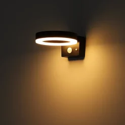 Udendørs LED-væglampe 36507 sort, sensor, plast^Globo Hot