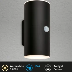 Briloner Udendørs LED-væglampe 3787015, sort, sensor, op/ned