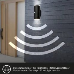 Briloner Udendørs LED-væglampe 3787015, sort, sensor, op/ned