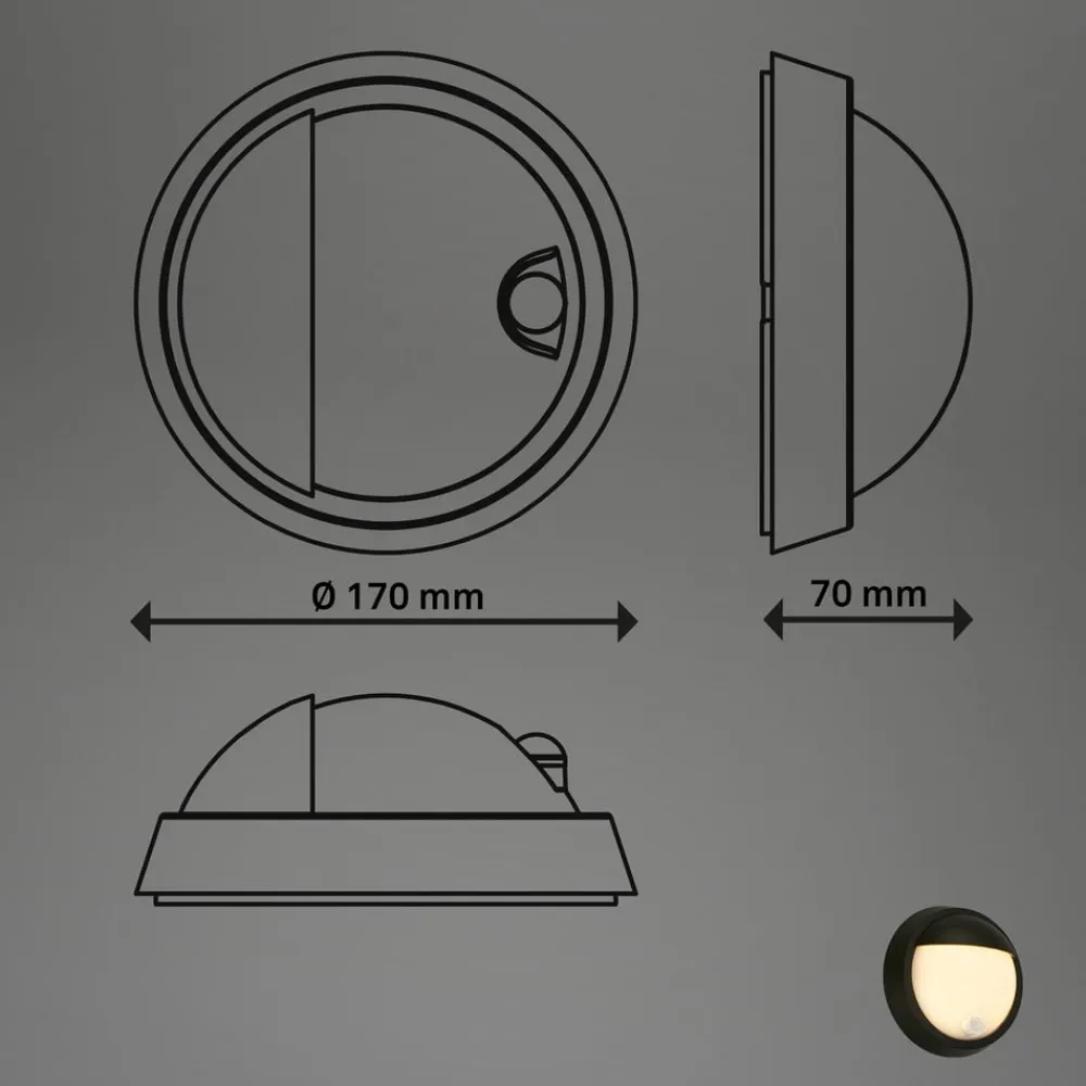 Briloner Udendørs LED-væglampe 3785015 sort bevægelsessensor 17 cm
