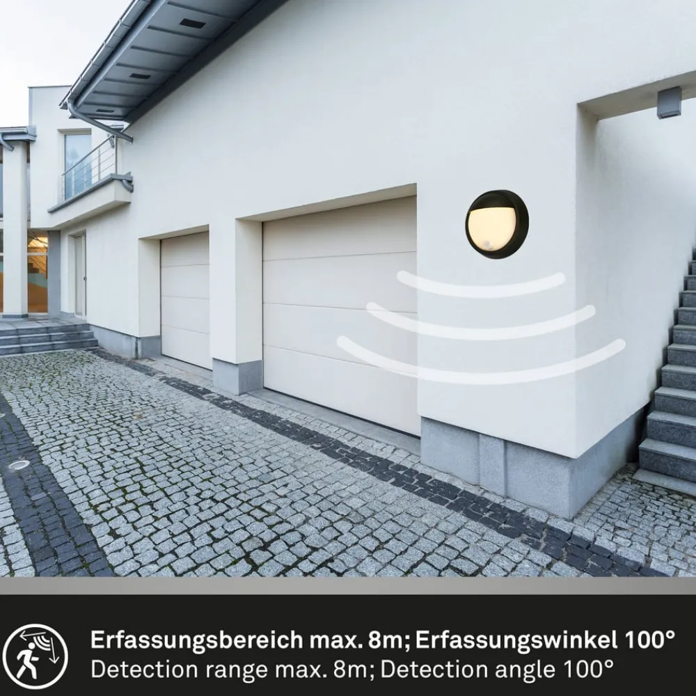 Briloner Udendørs LED-væglampe 3785015 sort bevægelsessensor 17 cm