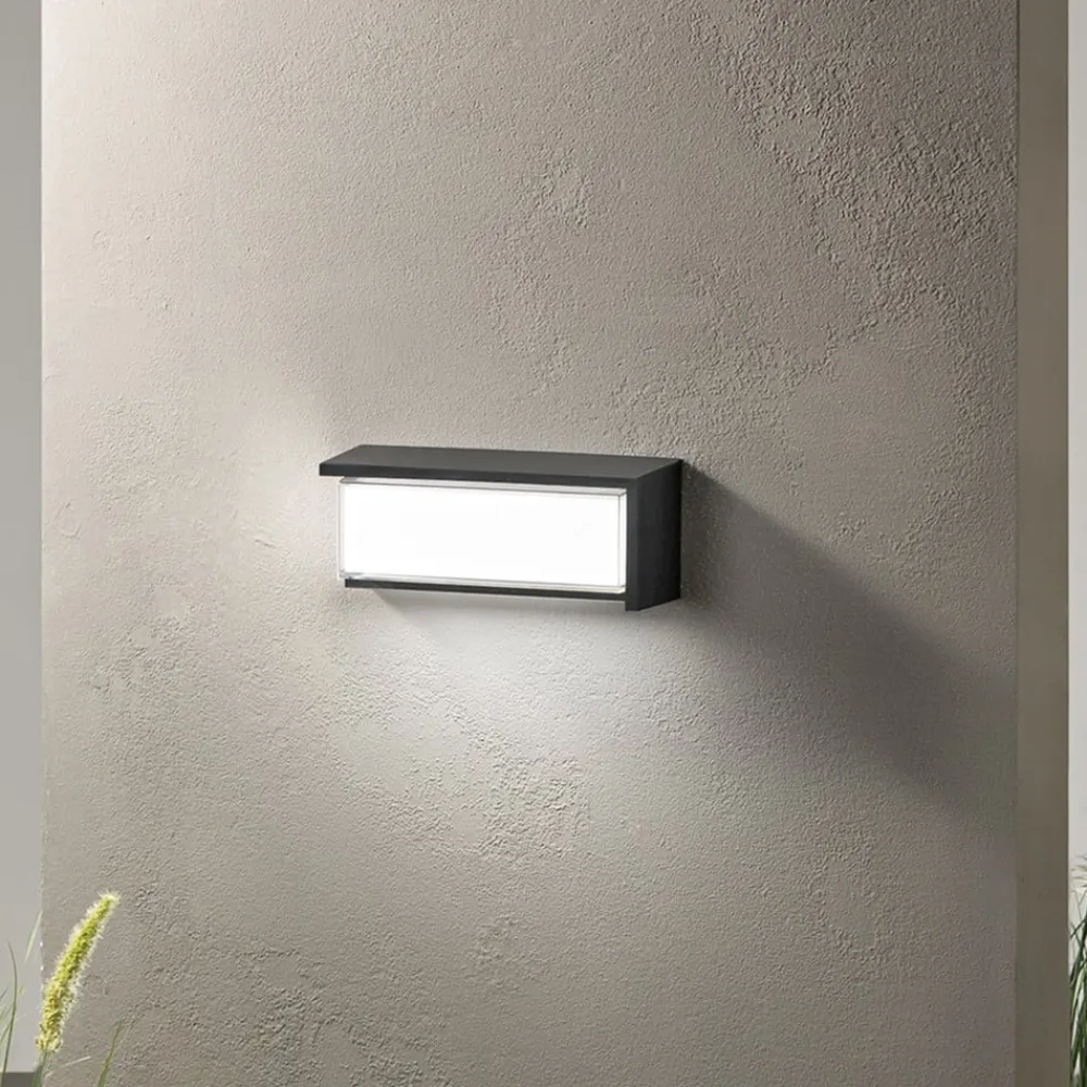 INTEC Væglamper>udendørs LED-væglampe BLOCK, sort, 32 cm plast, CCT