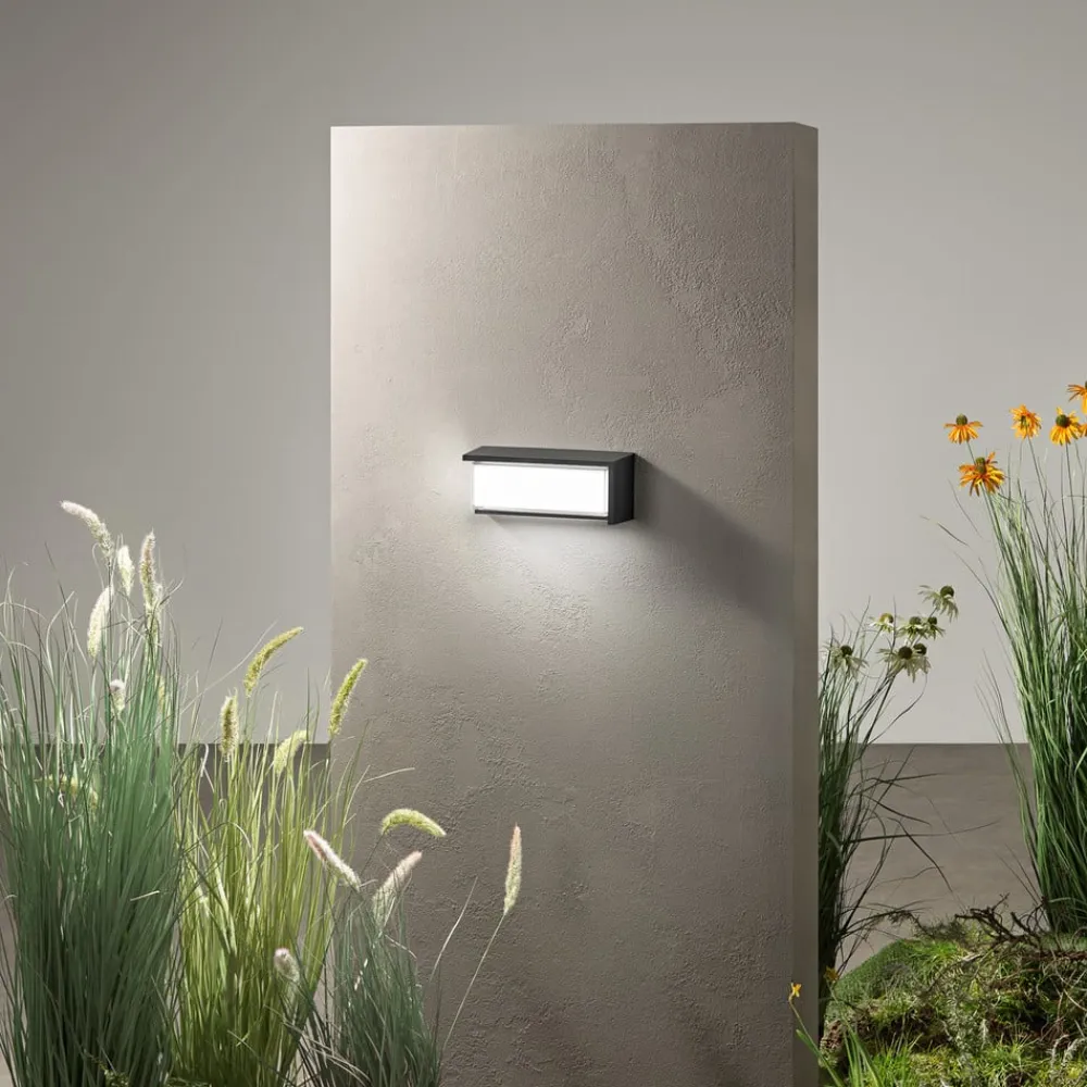 INTEC Væglamper>udendørs LED-væglampe BLOCK, sort, 32 cm plast, CCT