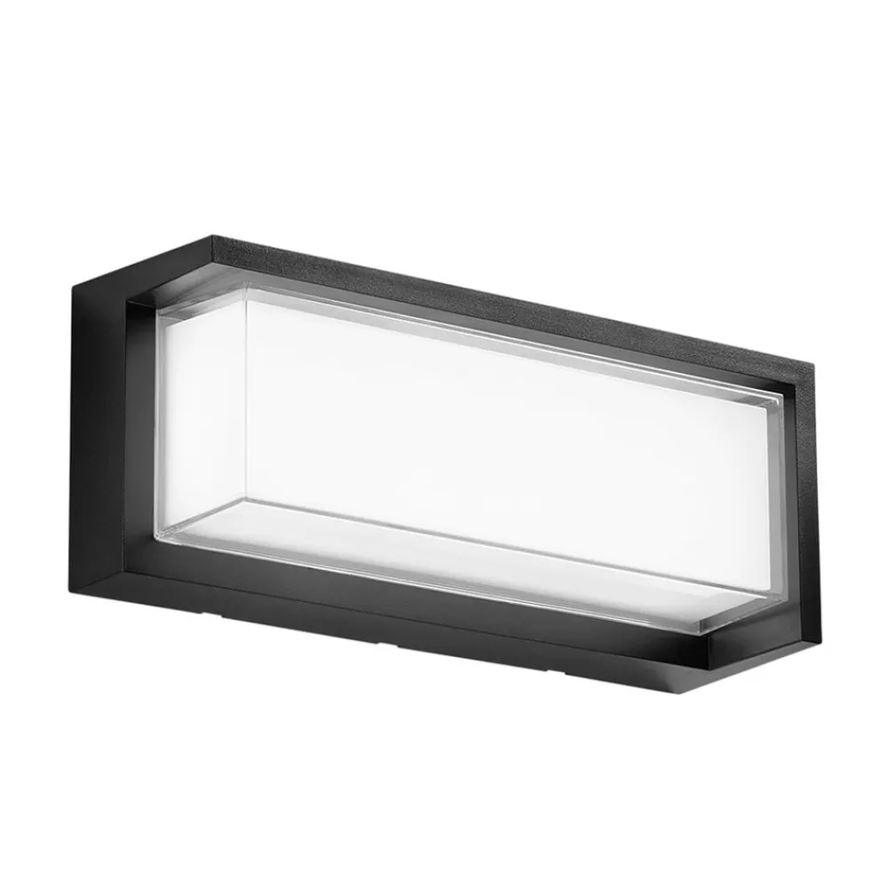 INTEC Væglamper>udendørs LED-væglampe BLOCK, sort, 32 cm plast, CCT