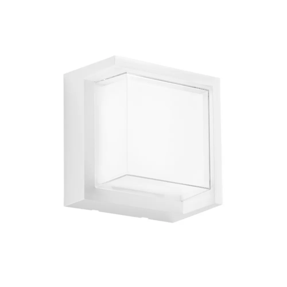 udendørs LED-væglampe BLOCK, hvid, bredde 16 cm plast, CCT^INTEC Online