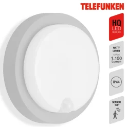 Telefunken Udendørs LED-væglampe Dortmund Ø17cm sølv