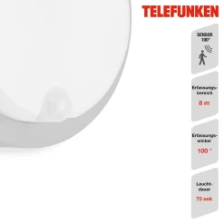 Telefunken Udendørs LED-væglampe Dortmund Ø17cm sølv