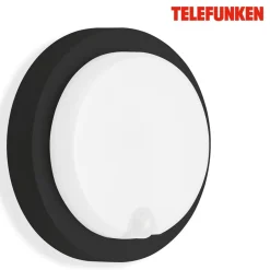 Telefunken Udendørs LED-væglampe Dortmund Ø17cm sort