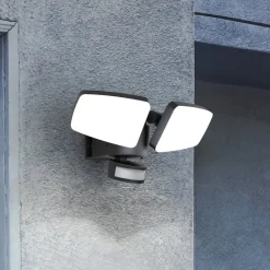 Heitronic Solcelle Lampe Med Sensor|Væglampe Med Sensor>Udendørs LED-væglampe Duplex, 2 lyskilder, hjørnemontering