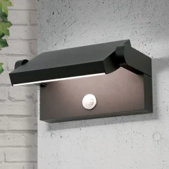 Udendørs LED-væglampe Ginger, sensor, antracit, IP54^ORION