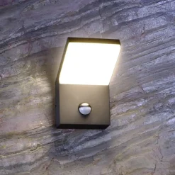 Deko-Light Væglampe Med Sensor|Væglamper>Udendørs LED-væglampe med sensor Tucanae, grå, højde 22 cm, IP54