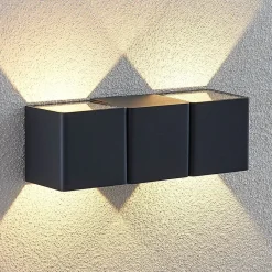 Lindby Væglamper>Udendørs LED-væglampe Niclas, kantet