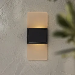 Udendørs LED-væglampe Wally, 14x6 cm hvid frostet CCT^STAR TRADING