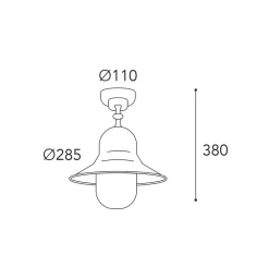 Moretti Luce Udendørs Loftlamper>Udendørs loftlampe Campanula 2095, antik messing, Ø 29 cm IP44