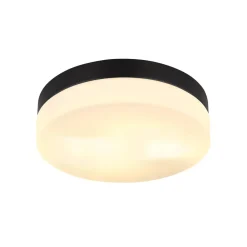 Globo Udendørs loftslampe Vranos, mat sort, Ø 24 cm, aluminium