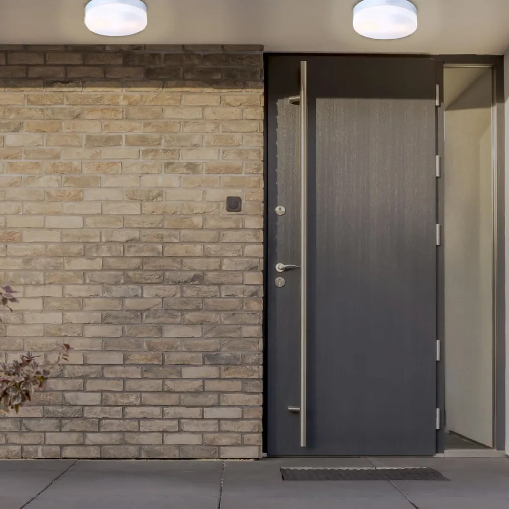 Globo Udendørs loftslampe Vranos, sølvfarvet, Ø 24 cm, aluminium