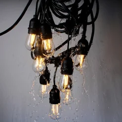 Udendørs lyskæde Garlanda, sort, IP44, 10 m, 10-lys.^Eko-Light Discount