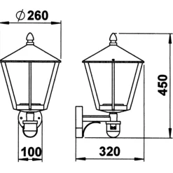 Albert Leuchten Væglampe Med Sensor>Udendørs væglampe 671, sort med bevægelsesdetektor