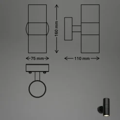 Briloner Udendørs væglampe 3792025 sort plast op/ned 2 x GU10