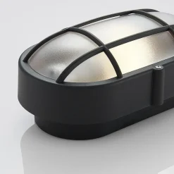 Udendørs væglampe Alisha, oval, sort^Lindby Online