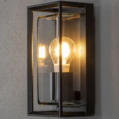 Konstsmide Terrassebelysning|Væglamper>Udendørs væglampe Brindisi, sort, metal, 26 cm høj, IP54