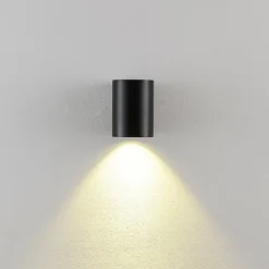 Deko-Light Udendørs væglampe CAN, sort, 1 lyskilde, Ø 8 cm IP65 metal GU10