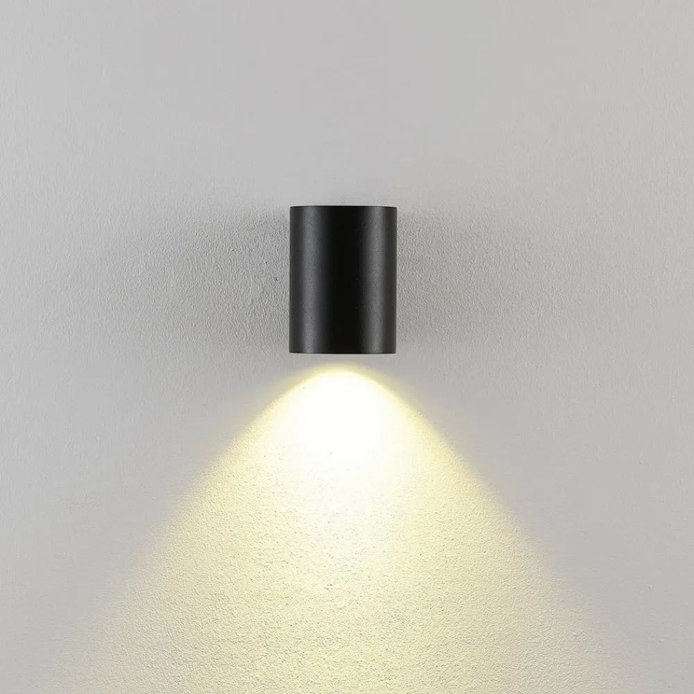 Deko-Light Udendørs væglampe CAN, sort, 1 lyskilde, Ø 8 cm IP65 metal GU10