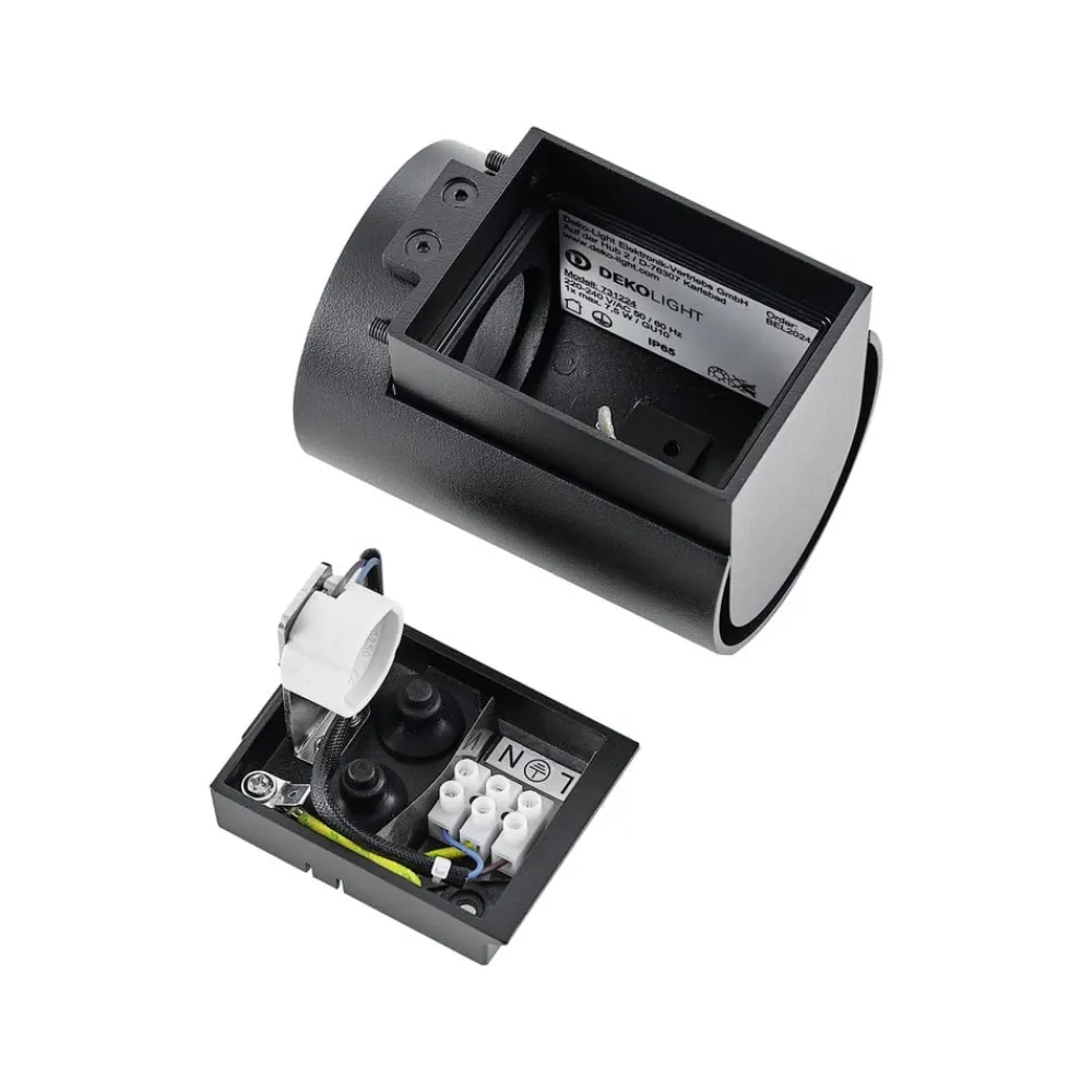 Deko-Light Udendørs væglampe CAN, sort, 1 lyskilde, Ø 8 cm IP65 metal GU10