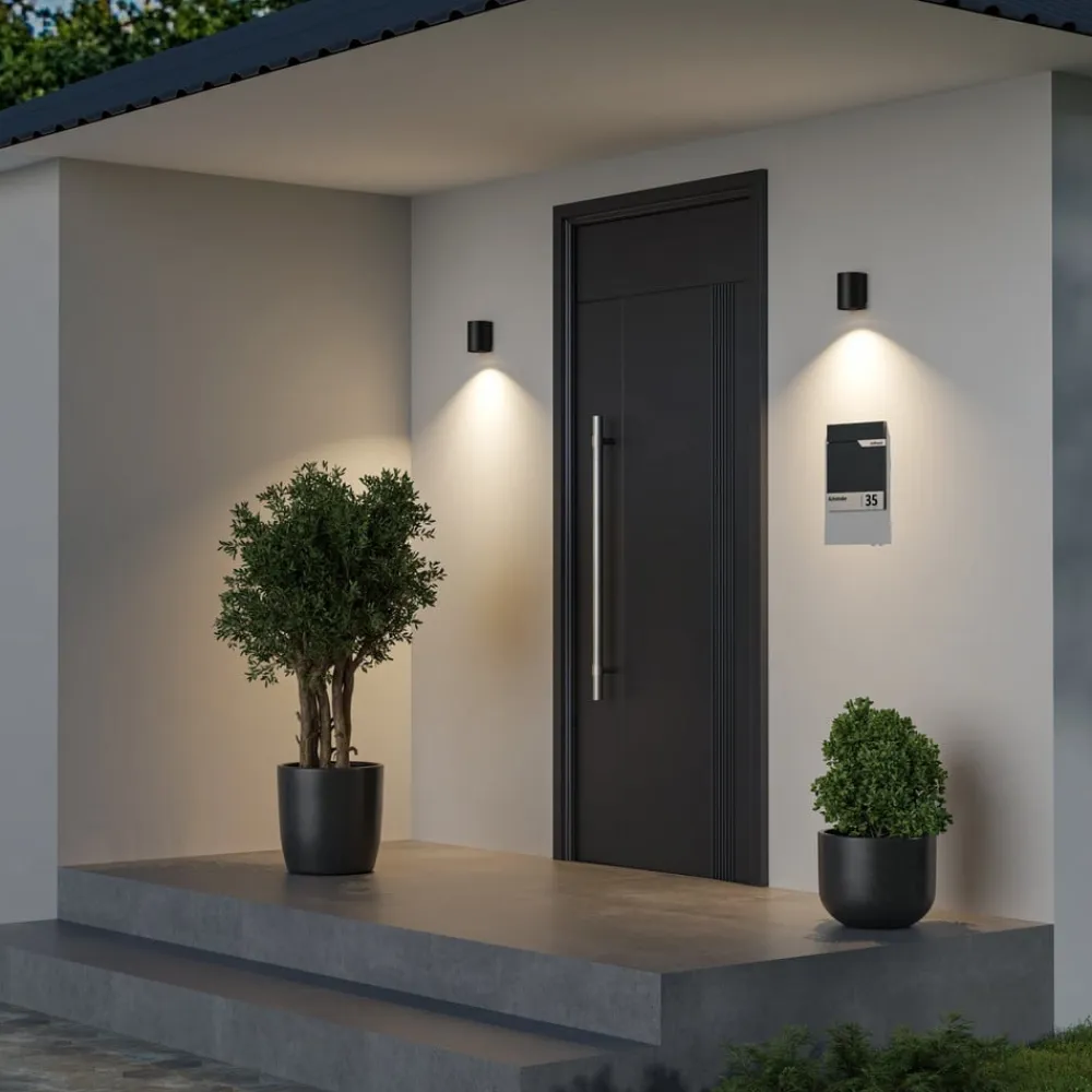 Deko-Light Udendørs væglampe CAN, sort, 1 lyskilde, Ø 8 cm IP65 metal GU10