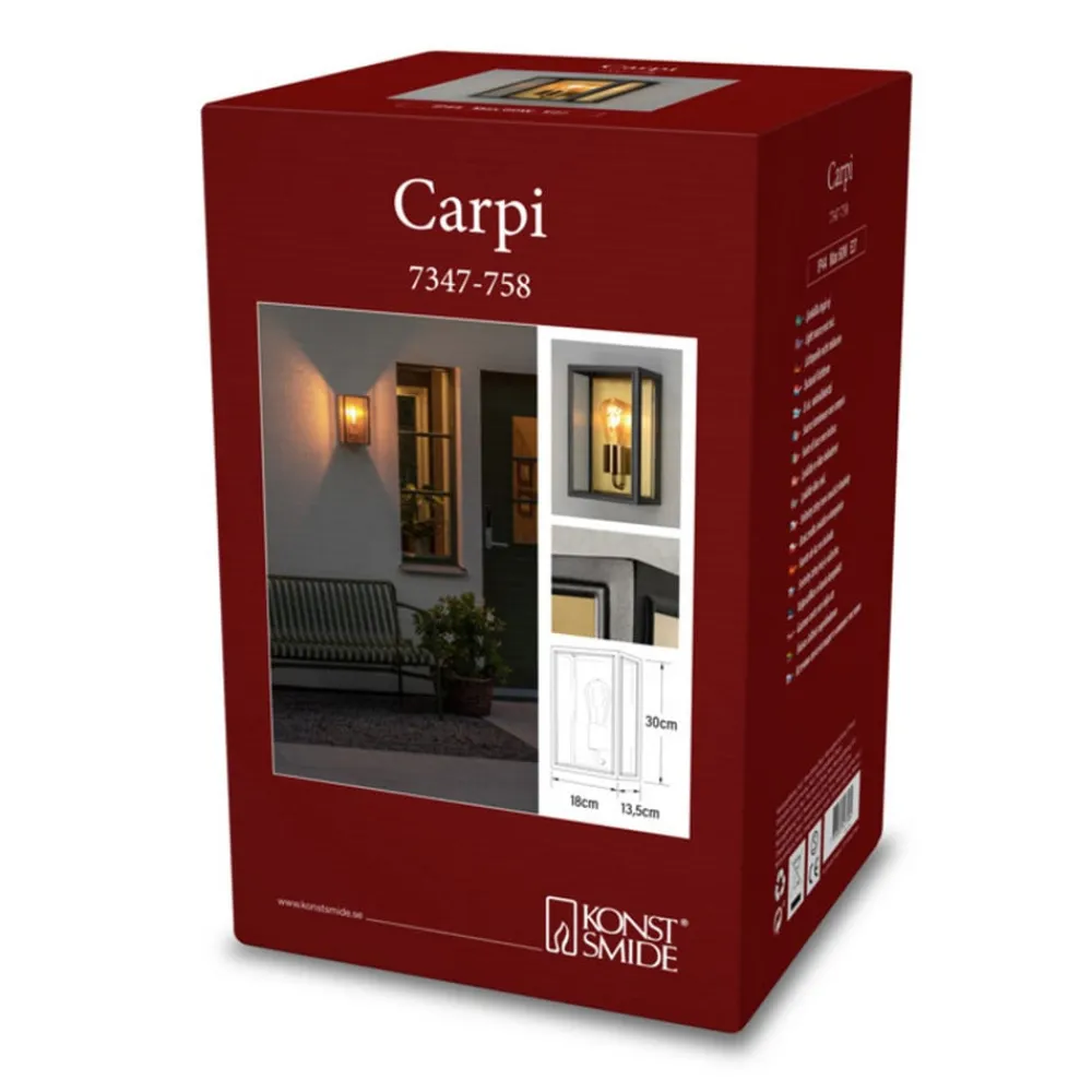 Udendørs væglampe Carpi, sort, bredde 18 cm^Konstsmide Hot