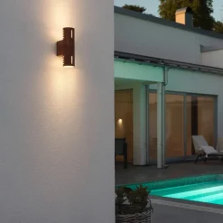 Udendørs væglampe Cuneo, rustfarvet, 25 cm, metal, op/ned^Konstsmide Discount