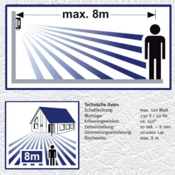 Udendørs væglampe firkantet i stål med sensor^CMD New