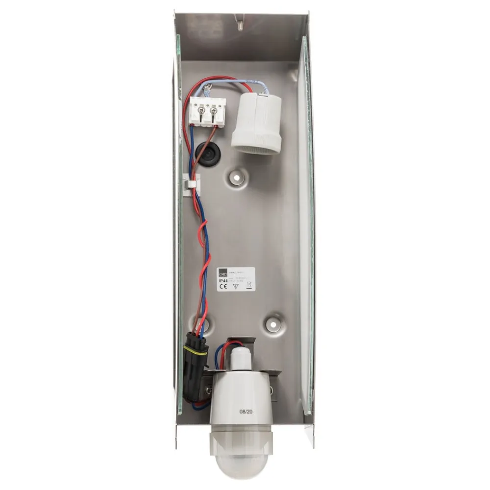 Udendørs væglampe firkantet i stål med sensor^CMD New