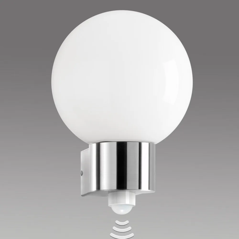 CMD Væglampe Med Sensor|Væglamper>Udendørs væglampe Kekoa, glas, stål, sensor, Ø 23 cm