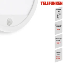 Telefunken Udendørs væglampe med sensor Nizza Ø 28cm hvid 4.000K