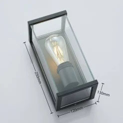 Udendørs væglampe Susanne, kantet med glas^Lindby Online