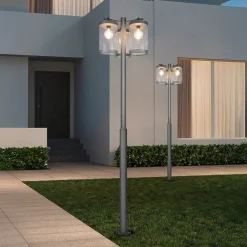 Trio Lighting Lygtepæle>Udendørslampe Sambesi, H 240 cm, antracit, skumringssensor