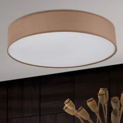 Ufo loftlampe med linnedskærm, brun^ORION Outlet