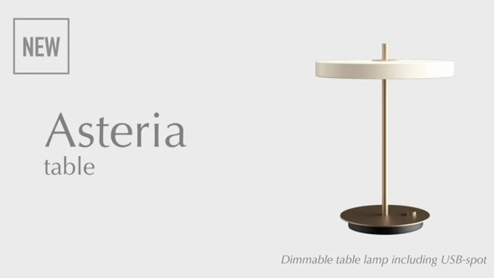 LED-bordlampe Asteria Table, USB, perlehvid/messing^UMAGE Online