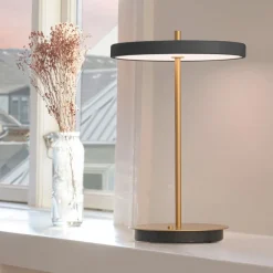 UMAGE Bordlamper>LED-bordlampe med batteri Asteria Move antracit/messing 31 cm