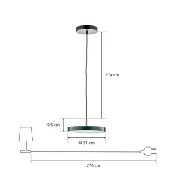 UMAGE LED-hængelampe Asteria Mini mørkegrøn/messing Ø 31 cm