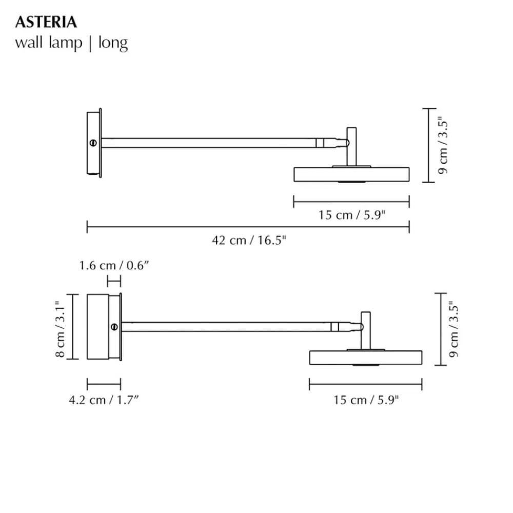 LED-væglampe Asteria LONG HW, poleret stål, 45 cm^UMAGE Discount