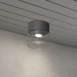 Konstsmide Udendørs Loftlamper>Varese udendørs LED-loftlampe, grå, glascylinder