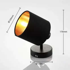 Vasilia væglampe i sort og guld, 1 lyskilde.^Lindby